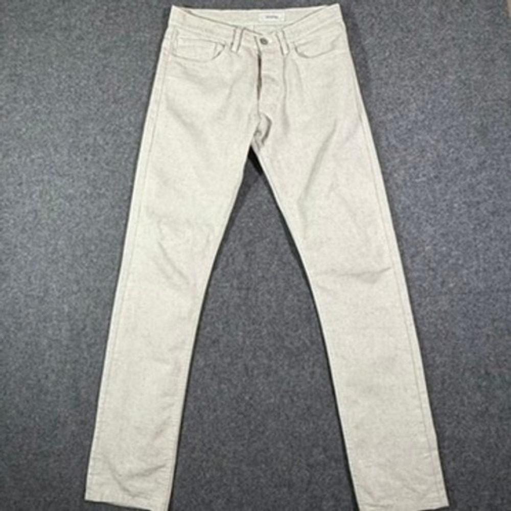 Gustin California Slim Fit Pants Mens 33x33 Oatmeal Beige Textured Button Fly
